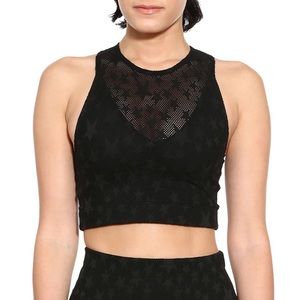 Adam Selman Black Sport Star Racer Crop Top NWT